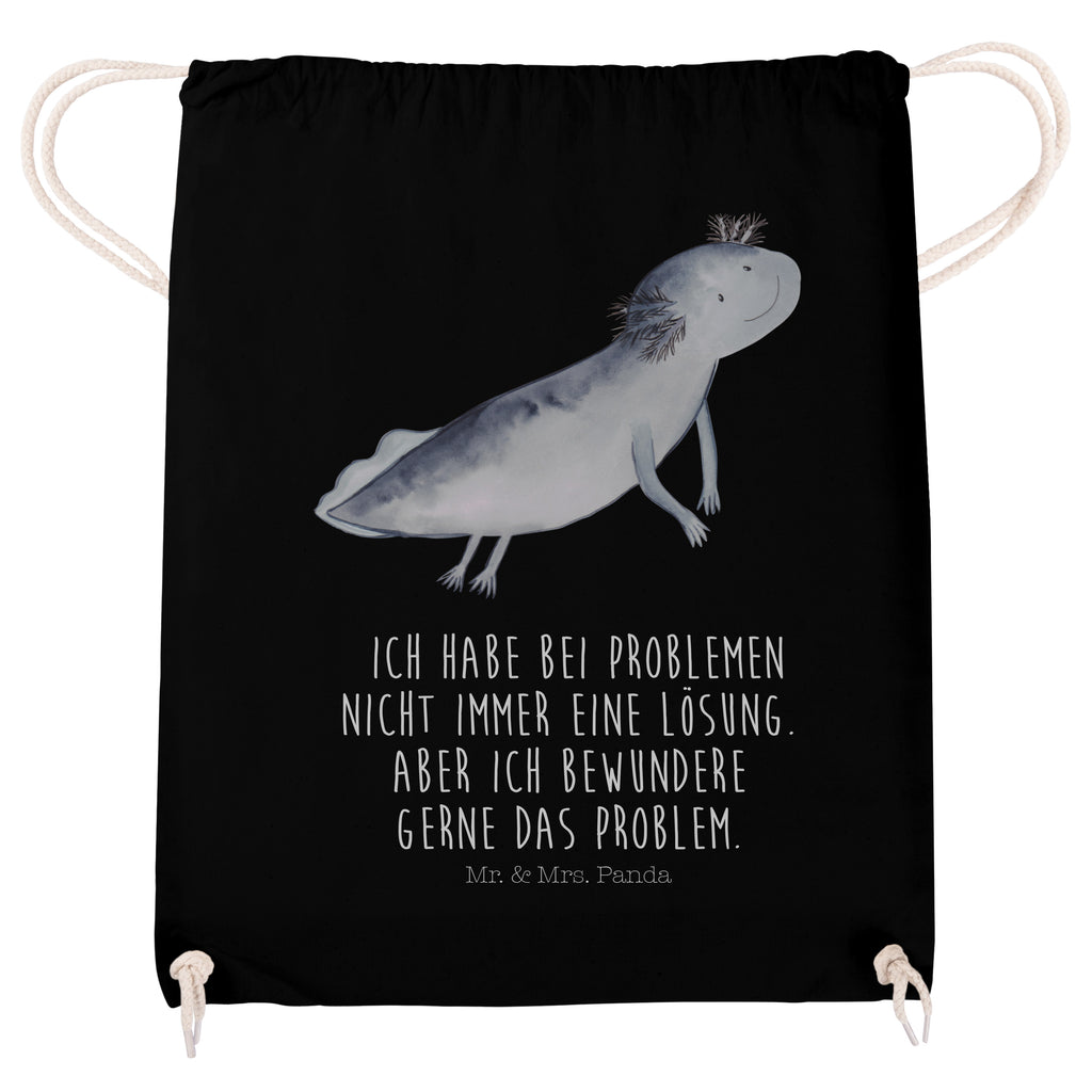 Sportbeutel Axolotl schwimmt Turnbeutel, Beutel, Sporttasche, Tasche, Stoffbeutel, Axolotl, Molch, Axolot, Schwanzlurch, Lurch, Lurche, Problem, Probleme, Lösungen, Motivation