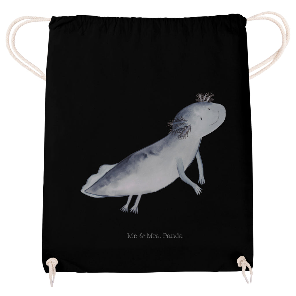 Sportbeutel Axolotl schwimmt Turnbeutel, Beutel, Sporttasche, Tasche, Stoffbeutel, Axolotl, Molch, Axolot, Schwanzlurch, Lurch, Lurche, Problem, Probleme, Lösungen, Motivation