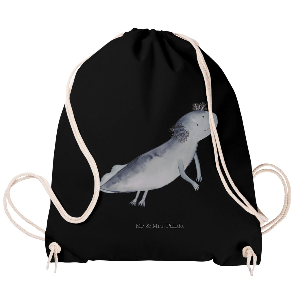 Sportbeutel Axolotl schwimmt Turnbeutel, Beutel, Sporttasche, Tasche, Stoffbeutel, Axolotl, Molch, Axolot, Schwanzlurch, Lurch, Lurche, Problem, Probleme, Lösungen, Motivation