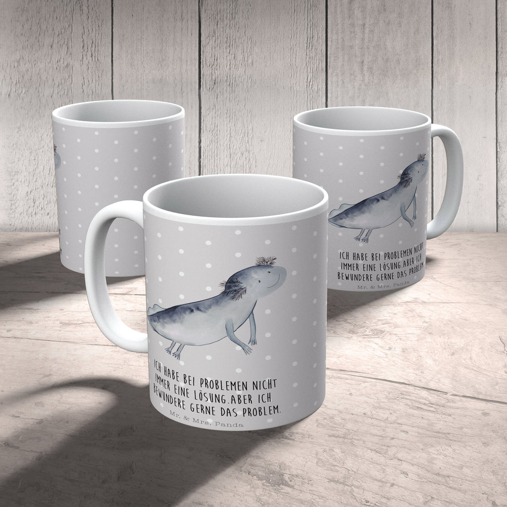Tasse Axolotl schwimmt Axolotl, Axolot, Schwanzlurch, Lurch, Lurche, Problem, Probleme, Lösungen, Motivation,  Becher, Kaffeetasse, Kaffeebecher, Tee, Frühstück, Büro  Axolotl, Molch
