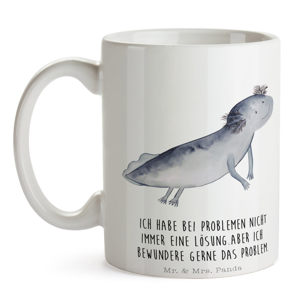 Tasse Axolotl schwimmt Axolotl, Axolot, Schwanzlurch, Lurch, Lurche, Problem, Probleme, Lösungen, Motivation,  Becher, Kaffeetasse, Kaffeebecher, Tee, Frühstück, Büro  Axolotl, Molch