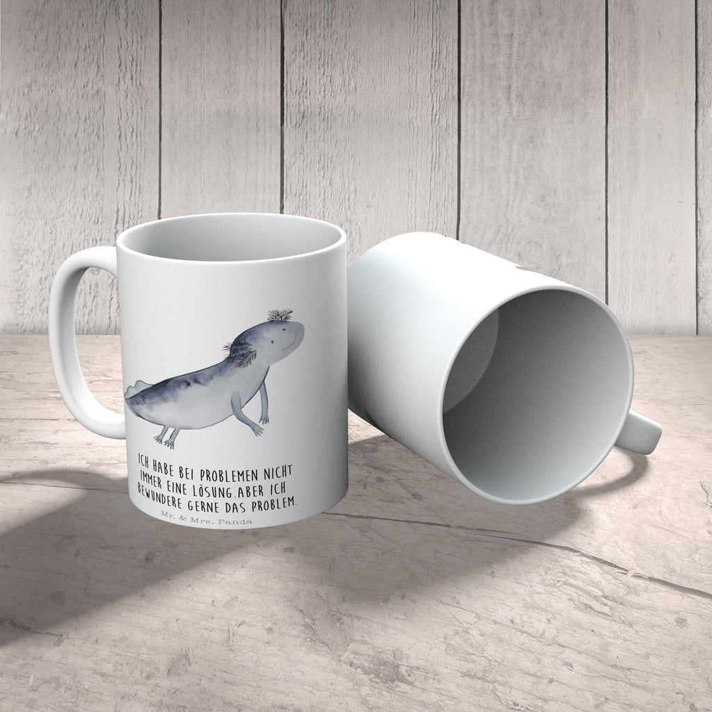 Tasse Axolotl schwimmt Axolotl, Axolot, Schwanzlurch, Lurch, Lurche, Problem, Probleme, Lösungen, Motivation,  Becher, Kaffeetasse, Kaffeebecher, Tee, Frühstück, Büro  Axolotl, Molch