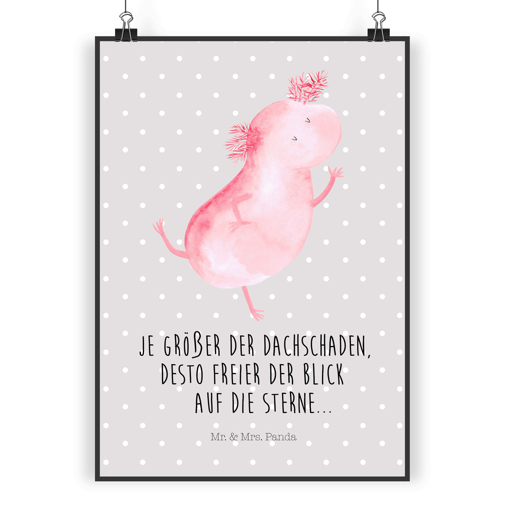 Poster Axolotl tanzt Poster, Wandposter, Bild, Wanddeko, Küchenposter, Kinderposter, Wanddeko Bild, Raumdekoration, Wanddekoration, Handgemaltes Poster, Mr. & Mrs. Panda Poster, Designposter, Kunstdruck, Posterdruck, Axolotl, Molch, Axolot, Schwanzlurch, Lurch, Lurche, Dachschaden, Sterne, verrückt, Freundin, beste Freundin