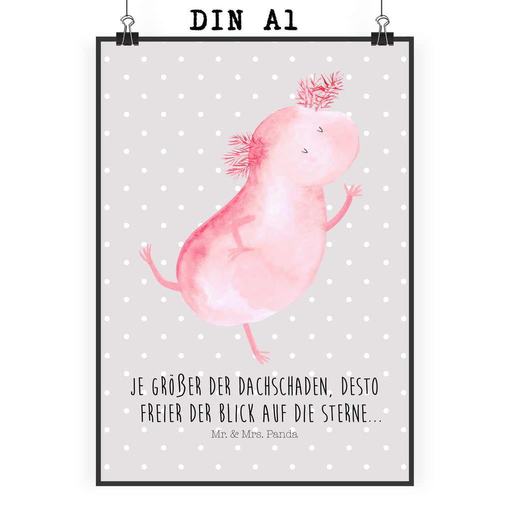 Poster Axolotl tanzt Poster, Wandposter, Bild, Wanddeko, Küchenposter, Kinderposter, Wanddeko Bild, Raumdekoration, Wanddekoration, Handgemaltes Poster, Mr. & Mrs. Panda Poster, Designposter, Kunstdruck, Posterdruck, Axolotl, Molch, Axolot, Schwanzlurch, Lurch, Lurche, Dachschaden, Sterne, verrückt, Freundin, beste Freundin