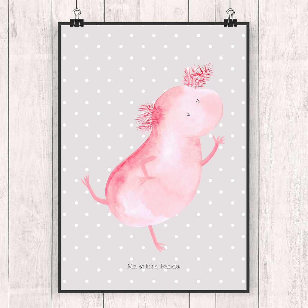 Poster Axolotl tanzt Poster, Wandposter, Bild, Wanddeko, Küchenposter, Kinderposter, Wanddeko Bild, Raumdekoration, Wanddekoration, Handgemaltes Poster, Mr. & Mrs. Panda Poster, Designposter, Kunstdruck, Posterdruck, Axolotl, Molch, Axolot, Schwanzlurch, Lurch, Lurche, Dachschaden, Sterne, verrückt, Freundin, beste Freundin