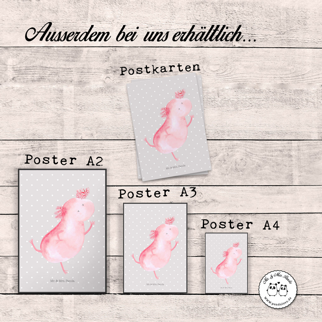 Poster Axolotl tanzt Poster, Wandposter, Bild, Wanddeko, Küchenposter, Kinderposter, Wanddeko Bild, Raumdekoration, Wanddekoration, Handgemaltes Poster, Mr. & Mrs. Panda Poster, Designposter, Kunstdruck, Posterdruck, Axolotl, Molch, Axolot, Schwanzlurch, Lurch, Lurche, Dachschaden, Sterne, verrückt, Freundin, beste Freundin