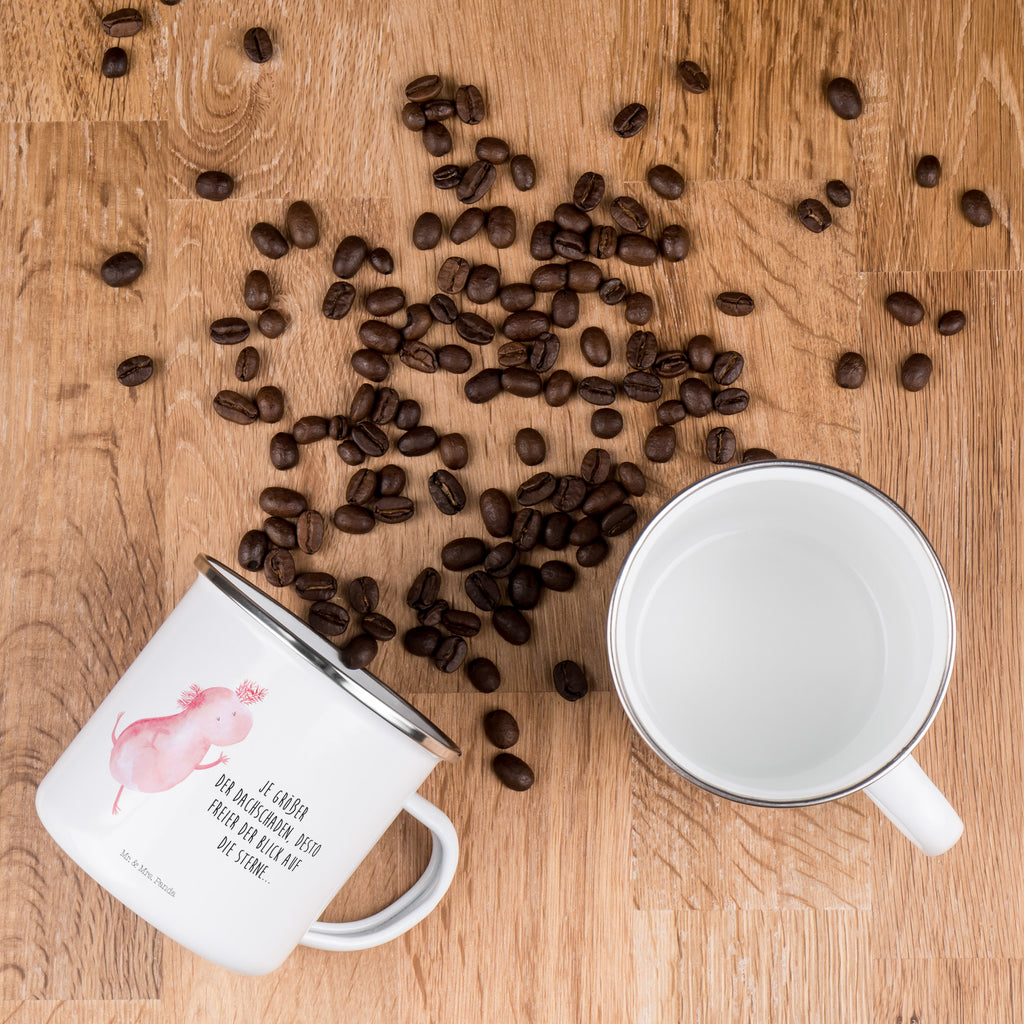 Camping Emaille Tasse Axolotl tanzt Campingtasse, Trinkbecher, Metalltasse, Outdoor Tasse, Emaille Trinkbecher, Blechtasse Outdoor, Emaille Campingbecher, Edelstahl Trinkbecher, Metalltasse für Camping, Kaffee Blechtasse, Camping Tasse Metall, Axolotl, Molch, Axolot, Schwanzlurch, Lurch, Lurche, Dachschaden, Sterne, verrückt, Freundin, beste Freundin