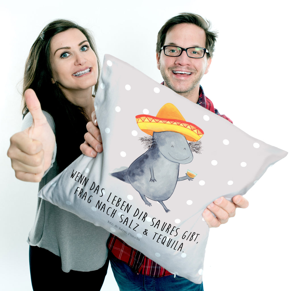 40x40 Kissen Axolotl Tequila Kissenhülle, Kopfkissen, Sofakissen, Dekokissen, Motivkissen, Axolotl, Molch, Mexico, Mexiko, Sombrero, Zitrone, Tequila, Motivation, Spruch, Schwanzlurch, Lurch, Lurche, Axolot, Feuerdrache, Feuersalamander