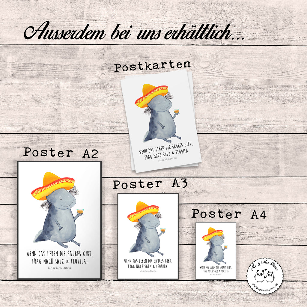 Poster Axolotl Tequila Poster, Wandposter, Bild, Wanddeko, Küchenposter, Kinderposter, Wanddeko Bild, Raumdekoration, Wanddekoration, Handgemaltes Poster, Mr. & Mrs. Panda Poster, Designposter, Kunstdruck, Posterdruck, Axolotl, Molch, Mexico, Mexiko, Sombrero, Zitrone, Tequila, Motivation, Spruch, Schwanzlurch, Lurch, Lurche, Axolot, Feuerdrache, Feuersalamander