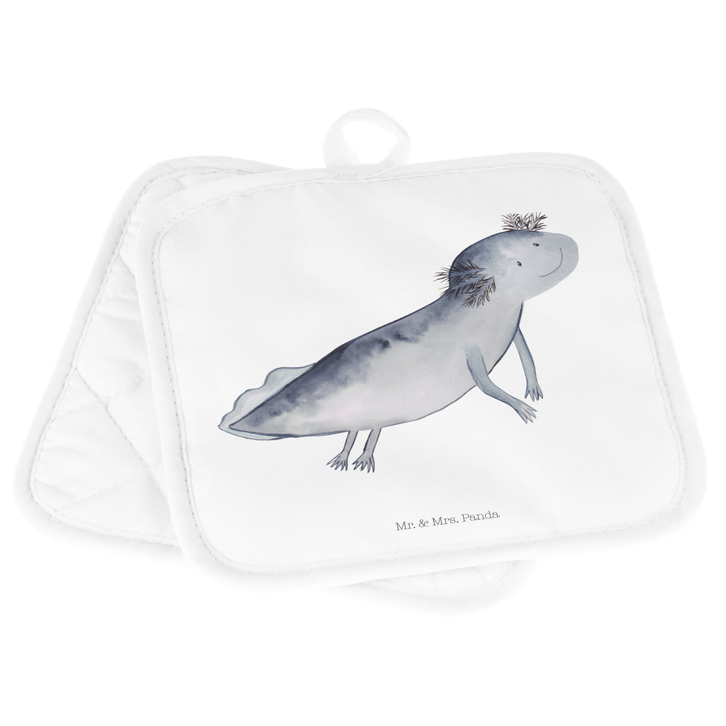 2er Set Topflappen  Axolotl schwimmt Topflappen, Topfuntersetzer, Ofenhandschuh, Topflappen Set, Topflappen lustig, Topflappen mit Spruch, Axolotl, Molch, Axolot, Schwanzlurch, Lurch, Lurche, Problem, Probleme, Lösungen, Motivation
