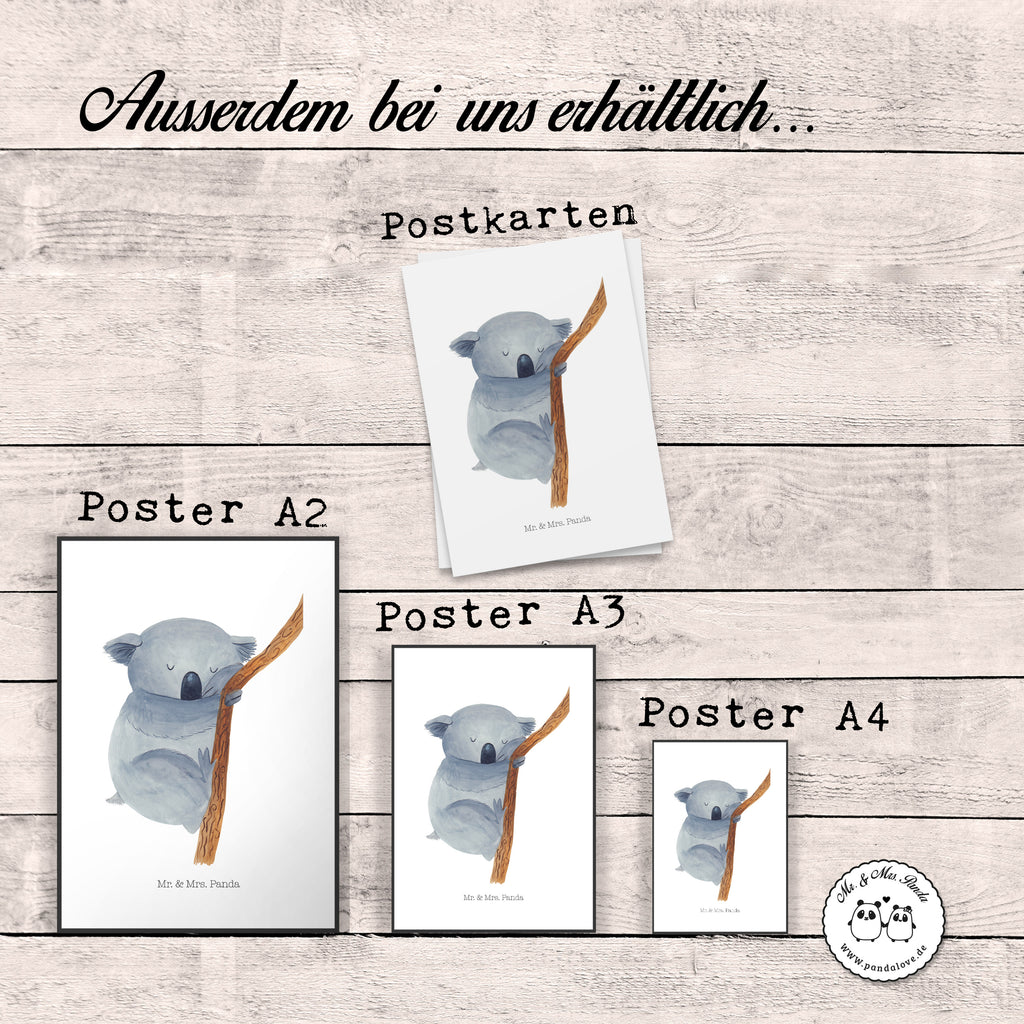 Poster Koalabär Poster, Wandposter, Bild, Wanddeko, Küchenposter, Kinderposter, Wanddeko Bild, Raumdekoration, Wanddekoration, Handgemaltes Poster, Mr. & Mrs. Panda Poster, Designposter, Kunstdruck, Posterdruck, Tiermotive, Gute Laune, lustige Sprüche, Tiere, Koala, träumen, Traum, schlafen, Schlafzimmer, Traumland, Bär, Koalabär