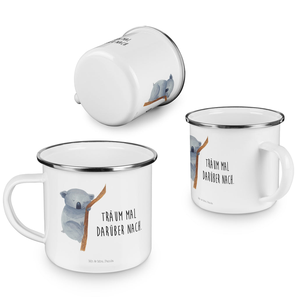 Camping Emaille Tasse Koalabär Campingtasse, Trinkbecher, Metalltasse, Outdoor Tasse, Emaille Trinkbecher, Blechtasse Outdoor, Emaille Campingbecher, Edelstahl Trinkbecher, Metalltasse für Camping, Kaffee Blechtasse, Camping Tasse Metall, Tiermotive, Gute Laune, lustige Sprüche, Tiere, Koala, träumen, Traum, schlafen, Schlafzimmer, Traumland, Bär, Koalabär