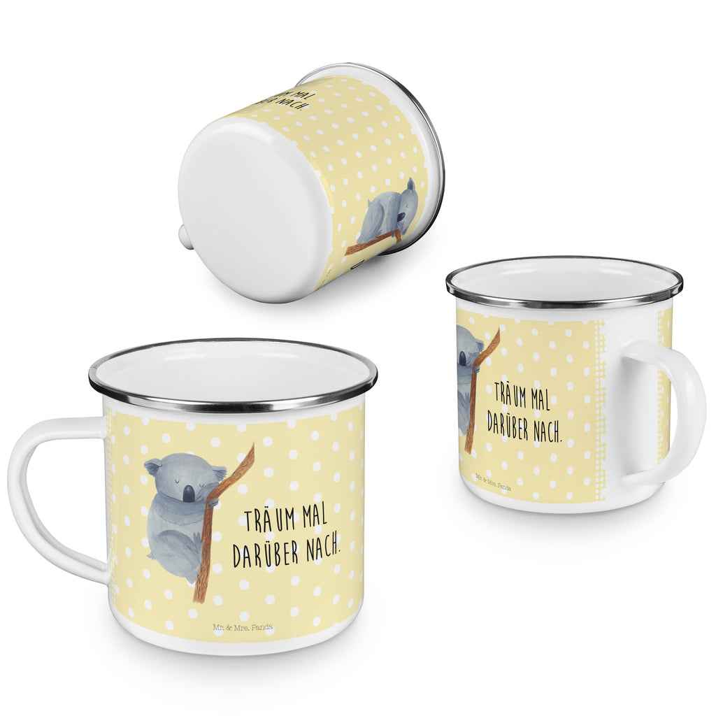 Camping Emaille Tasse Koalabär Campingtasse, Trinkbecher, Metalltasse, Outdoor Tasse, Emaille Trinkbecher, Blechtasse Outdoor, Emaille Campingbecher, Edelstahl Trinkbecher, Metalltasse für Camping, Kaffee Blechtasse, Camping Tasse Metall, Tiermotive, Gute Laune, lustige Sprüche, Tiere, Koala, träumen, Traum, schlafen, Schlafzimmer, Traumland, Bär, Koalabär