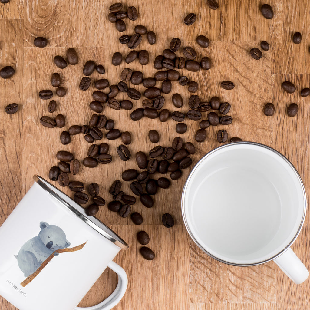 Camping Emaille Tasse Koalabär Campingtasse, Trinkbecher, Metalltasse, Outdoor Tasse, Emaille Trinkbecher, Blechtasse Outdoor, Emaille Campingbecher, Edelstahl Trinkbecher, Metalltasse für Camping, Kaffee Blechtasse, Camping Tasse Metall, Tiermotive, Gute Laune, lustige Sprüche, Tiere, Koala, träumen, Traum, schlafen, Schlafzimmer, Traumland, Bär, Koalabär