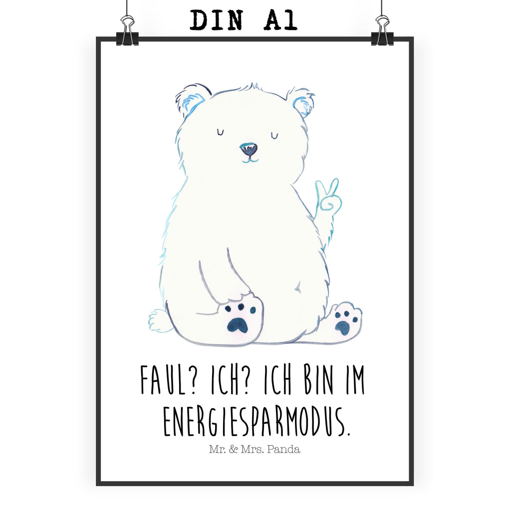 Poster Eisbär Faul Poster, Wandposter, Bild, Wanddeko, Küchenposter, Kinderposter, Wanddeko Bild, Raumdekoration, Wanddekoration, Handgemaltes Poster, Mr. & Mrs. Panda Poster, Designposter, Kunstdruck, Posterdruck, Bär, Teddy, Teddybär, Eisbär, Nordpol, Faul, Entspannen, Relaxen, Büro, Arbeit, Bürojob, Arbeitsplatz, Homeoffice