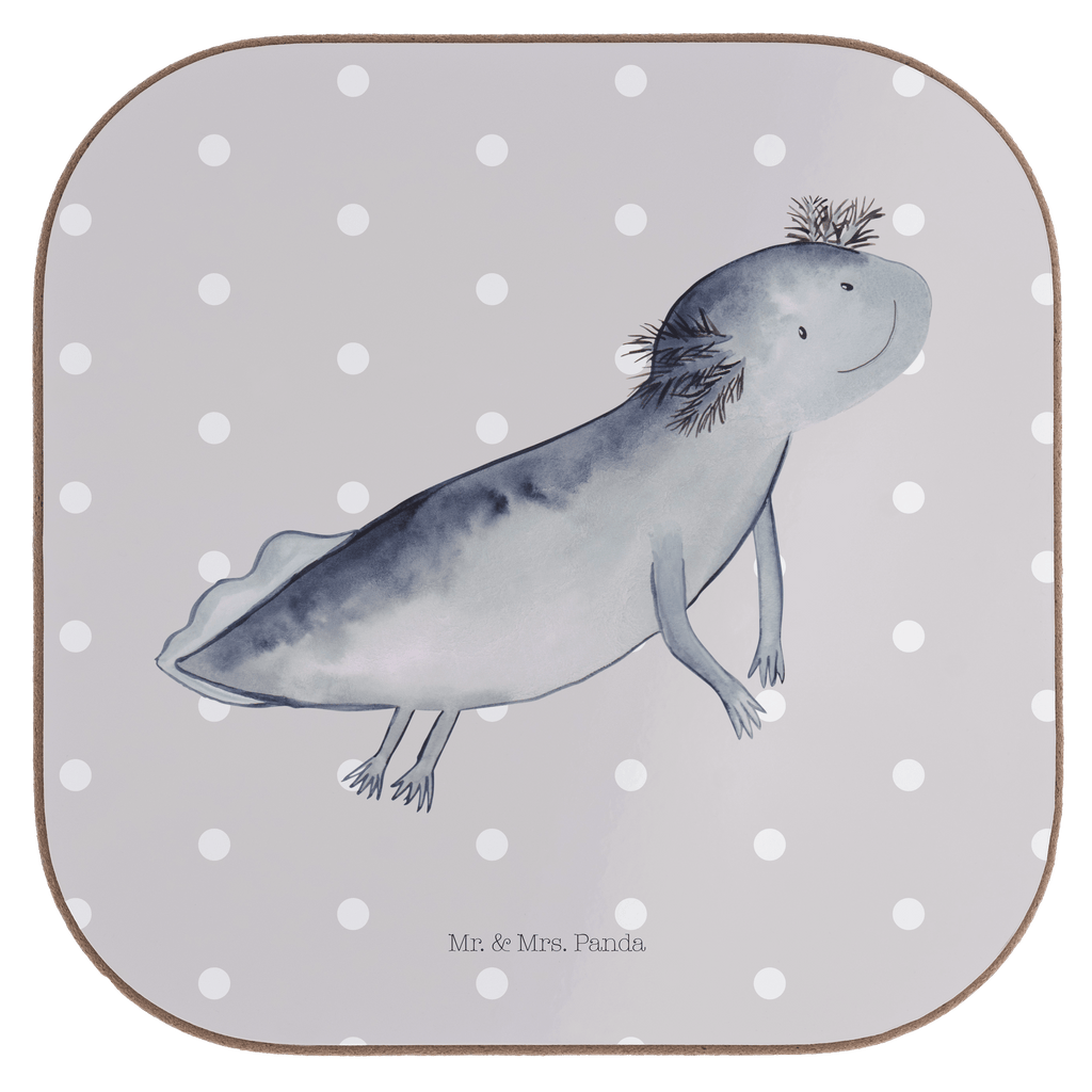 Quadratische Untersetzer Axolotl schwimmt Bierdeckel, Glasuntersetzer, Untersetzer Gläser, Getränkeuntersetzer, Axolotl, Molch, Axolot, Schwanzlurch, Lurch, Lurche, Problem, Probleme, Lösungen, Motivation