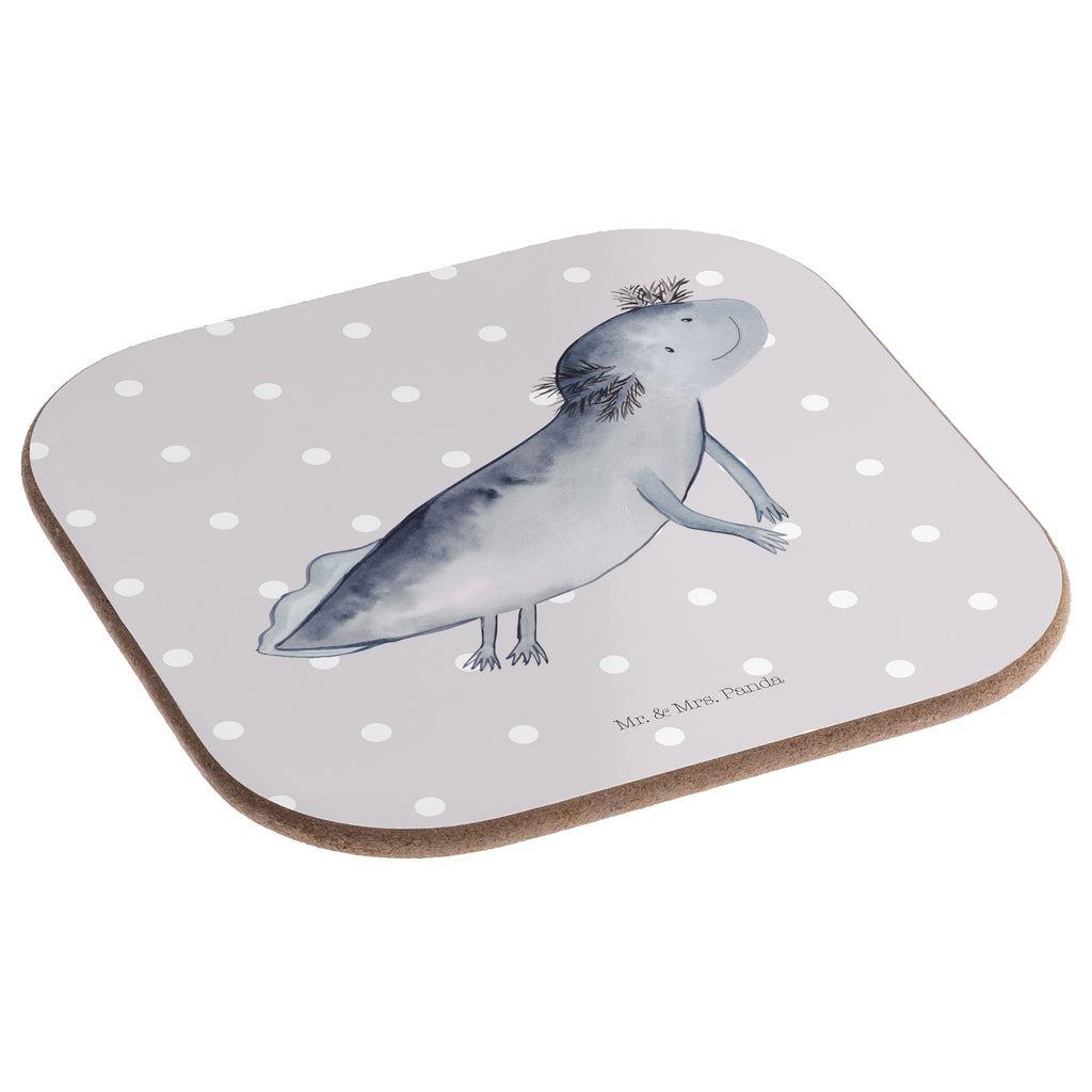 Quadratische Untersetzer Axolotl schwimmt Bierdeckel, Glasuntersetzer, Untersetzer Gläser, Getränkeuntersetzer, Axolotl, Molch, Axolot, Schwanzlurch, Lurch, Lurche, Problem, Probleme, Lösungen, Motivation