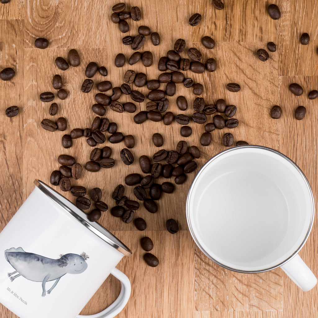 Camping Emaille Tasse Axolotl schwimmt Campingtasse, Trinkbecher, Metalltasse, Outdoor Tasse, Emaille Trinkbecher, Blechtasse Outdoor, Emaille Campingbecher, Edelstahl Trinkbecher, Metalltasse für Camping, Kaffee Blechtasse, Camping Tasse Metall, Axolotl, Molch, Axolot, Schwanzlurch, Lurch, Lurche, Problem, Probleme, Lösungen, Motivation