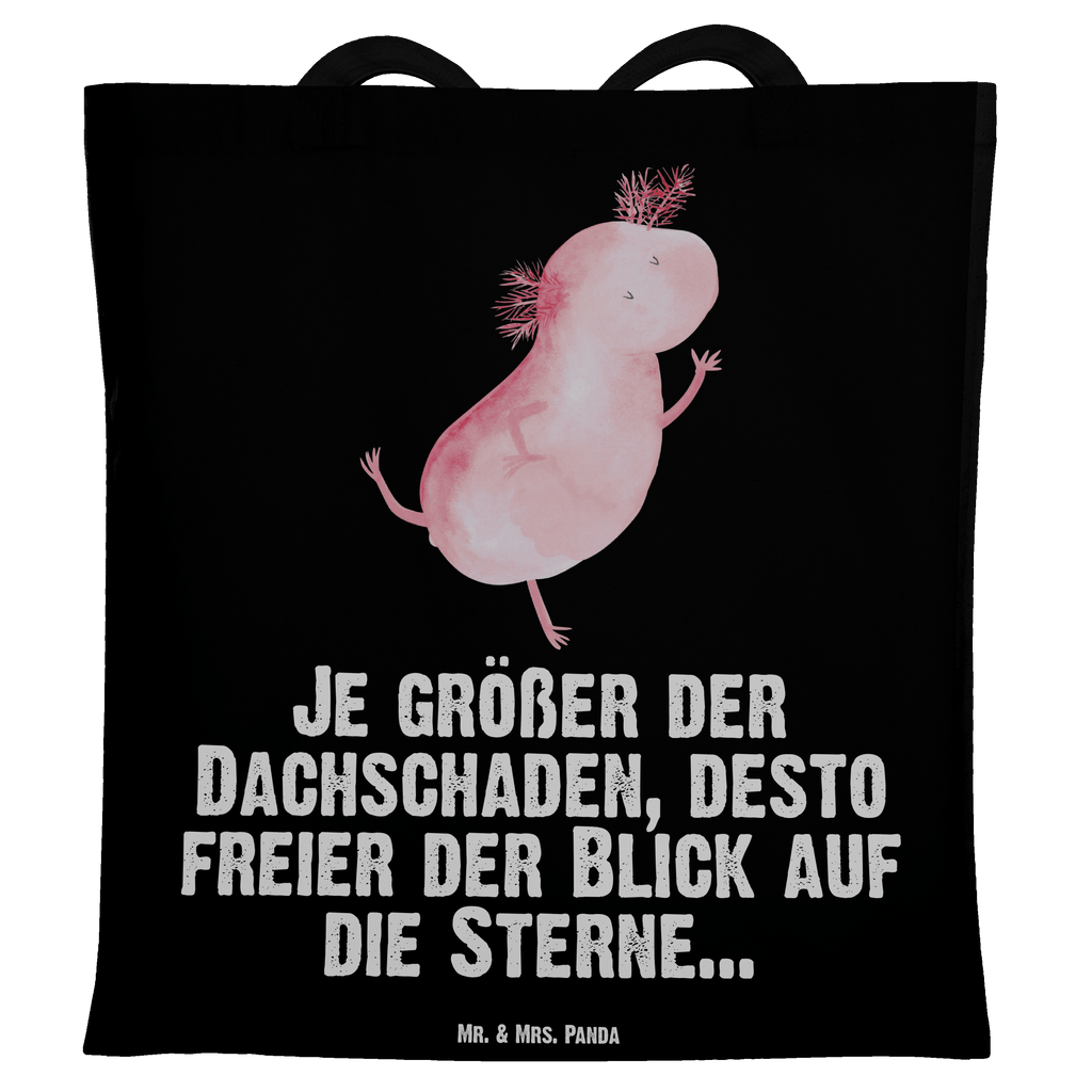 Tragetasche Axolotl tanzt Beuteltasche, Beutel, Einkaufstasche, Jutebeutel, Stoffbeutel, Axolotl, Molch, Axolot, Schwanzlurch, Lurch, Lurche, Dachschaden, Sterne, verrückt, Freundin, beste Freundin