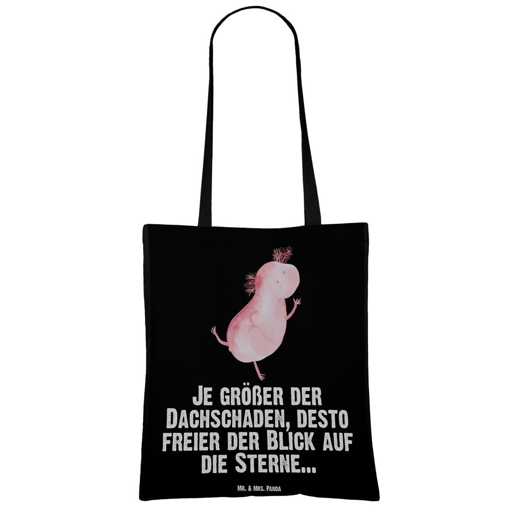 Tragetasche Axolotl tanzt Beuteltasche, Beutel, Einkaufstasche, Jutebeutel, Stoffbeutel, Axolotl, Molch, Axolot, Schwanzlurch, Lurch, Lurche, Dachschaden, Sterne, verrückt, Freundin, beste Freundin