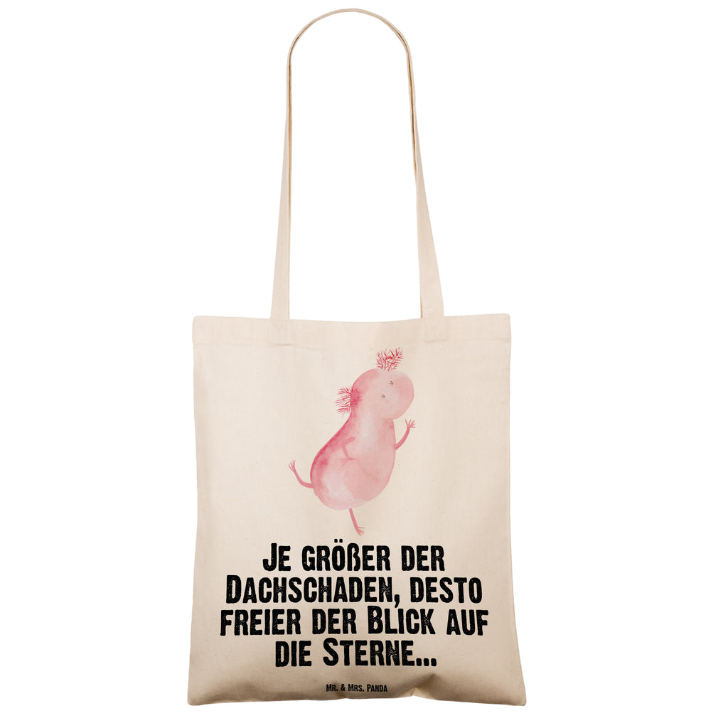 Tragetasche Axolotl tanzt Beuteltasche, Beutel, Einkaufstasche, Jutebeutel, Stoffbeutel, Axolotl, Molch, Axolot, Schwanzlurch, Lurch, Lurche, Dachschaden, Sterne, verrückt, Freundin, beste Freundin