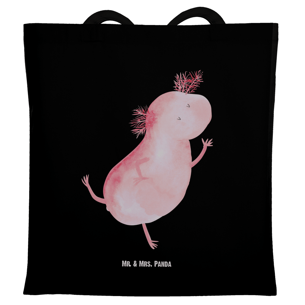 Tragetasche Axolotl tanzt Beuteltasche, Beutel, Einkaufstasche, Jutebeutel, Stoffbeutel, Axolotl, Molch, Axolot, Schwanzlurch, Lurch, Lurche, Dachschaden, Sterne, verrückt, Freundin, beste Freundin