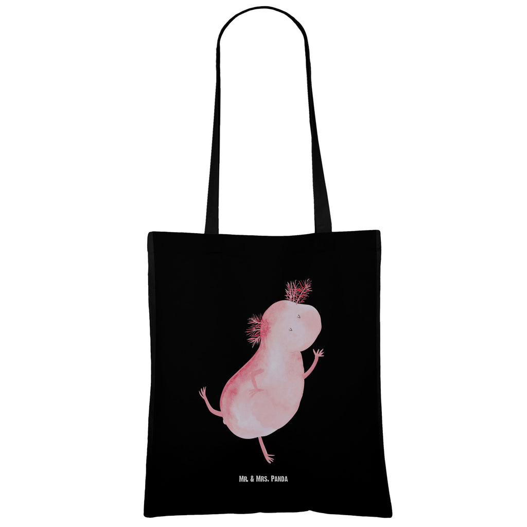 Tragetasche Axolotl tanzt Beuteltasche, Beutel, Einkaufstasche, Jutebeutel, Stoffbeutel, Axolotl, Molch, Axolot, Schwanzlurch, Lurch, Lurche, Dachschaden, Sterne, verrückt, Freundin, beste Freundin