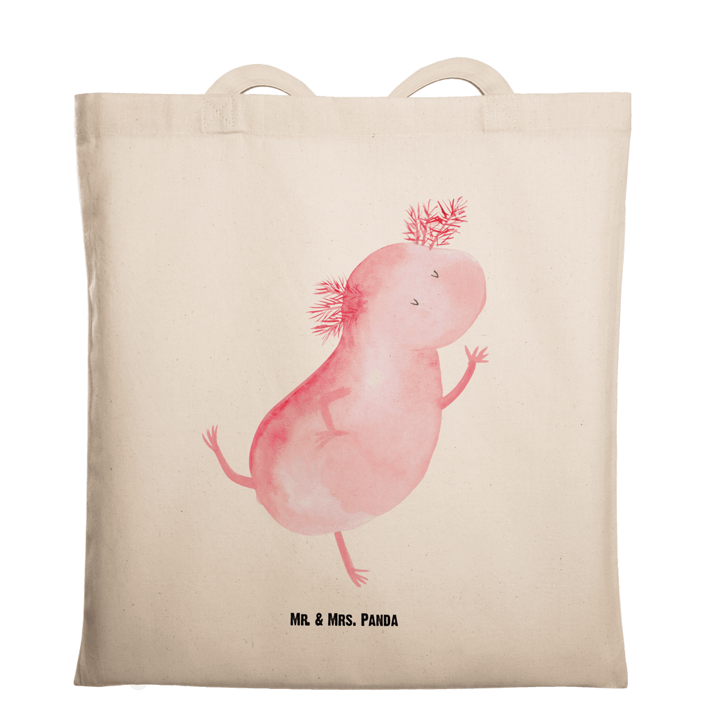 Tragetasche Axolotl tanzt Beuteltasche, Beutel, Einkaufstasche, Jutebeutel, Stoffbeutel, Axolotl, Molch, Axolot, Schwanzlurch, Lurch, Lurche, Dachschaden, Sterne, verrückt, Freundin, beste Freundin