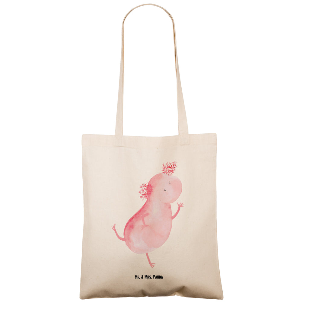 Tragetasche Axolotl tanzt Beuteltasche, Beutel, Einkaufstasche, Jutebeutel, Stoffbeutel, Axolotl, Molch, Axolot, Schwanzlurch, Lurch, Lurche, Dachschaden, Sterne, verrückt, Freundin, beste Freundin