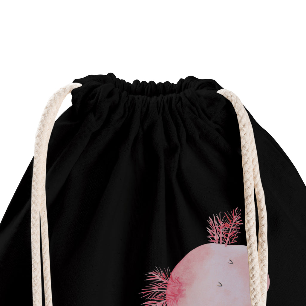 Sportbeutel Axolotl tanzt Turnbeutel, Beutel, Sporttasche, Tasche, Stoffbeutel, Axolotl, Molch, Axolot, Schwanzlurch, Lurch, Lurche, Dachschaden, Sterne, verrückt, Freundin, beste Freundin