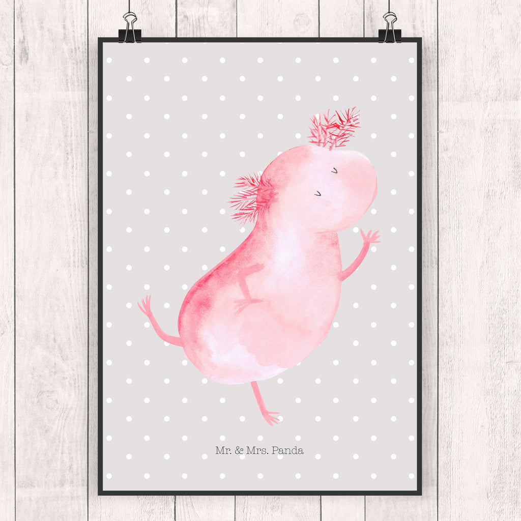 Poster Axolotl tanzt Poster, Wandposter, Bild, Wanddeko, Küchenposter, Kinderposter, Wanddeko Bild, Raumdekoration, Wanddekoration, Handgemaltes Poster, Mr. & Mrs. Panda Poster, Designposter, Kunstdruck, Posterdruck, Axolotl, Molch, Axolot, Schwanzlurch, Lurch, Lurche, Dachschaden, Sterne, verrückt, Freundin, beste Freundin
