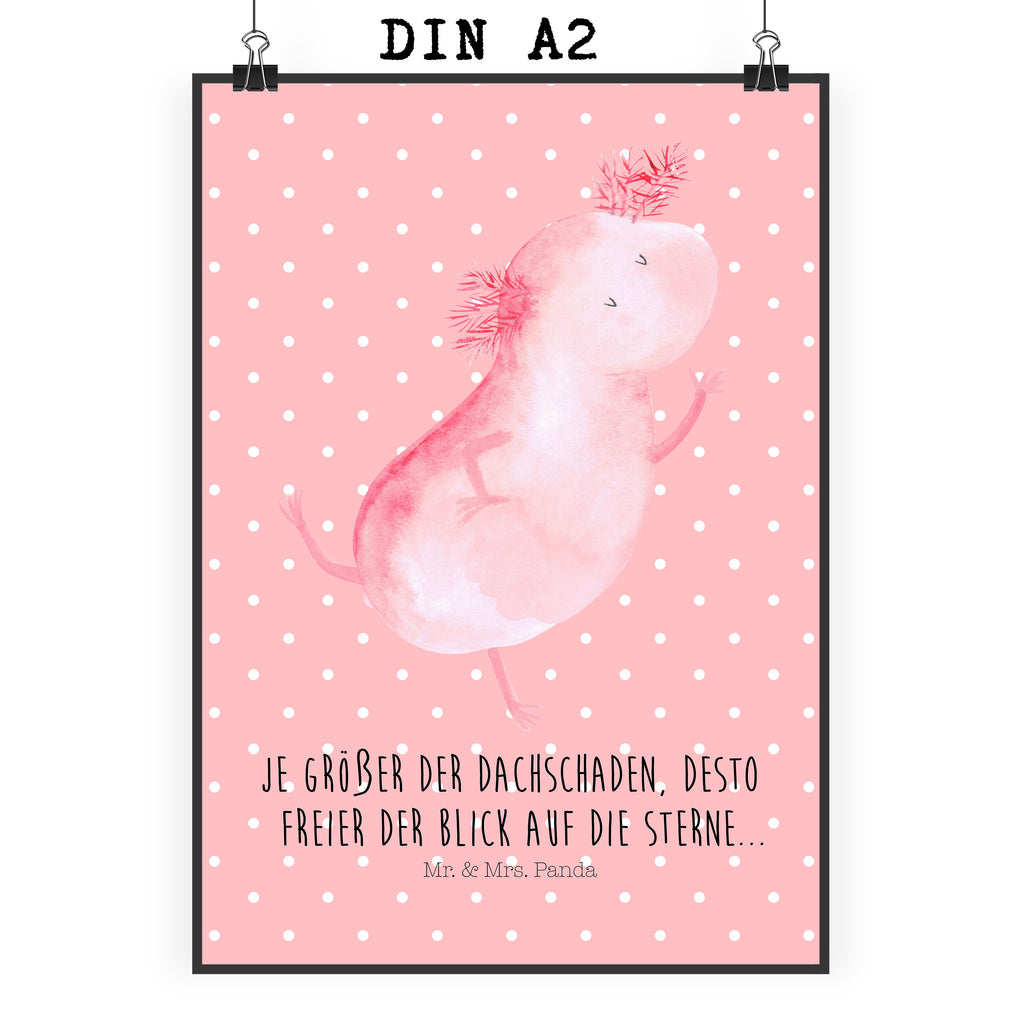Poster Axolotl tanzt Poster, Wandposter, Bild, Wanddeko, Küchenposter, Kinderposter, Wanddeko Bild, Raumdekoration, Wanddekoration, Handgemaltes Poster, Mr. & Mrs. Panda Poster, Designposter, Kunstdruck, Posterdruck, Axolotl, Molch, Axolot, Schwanzlurch, Lurch, Lurche, Dachschaden, Sterne, verrückt, Freundin, beste Freundin