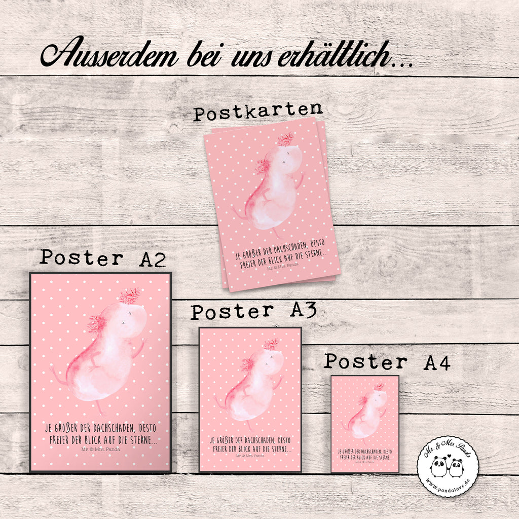 Poster Axolotl tanzt Poster, Wandposter, Bild, Wanddeko, Küchenposter, Kinderposter, Wanddeko Bild, Raumdekoration, Wanddekoration, Handgemaltes Poster, Mr. & Mrs. Panda Poster, Designposter, Kunstdruck, Posterdruck, Axolotl, Molch, Axolot, Schwanzlurch, Lurch, Lurche, Dachschaden, Sterne, verrückt, Freundin, beste Freundin