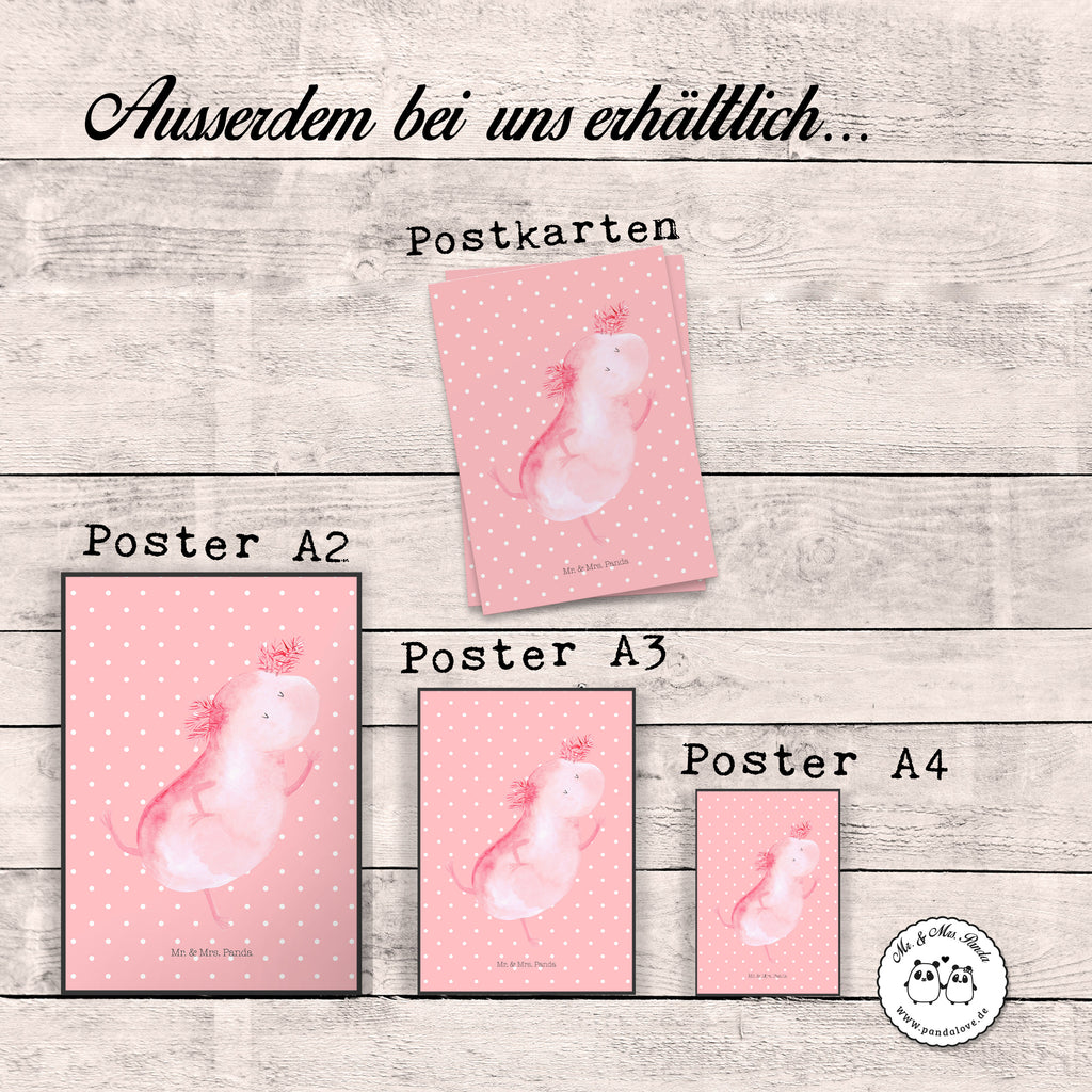 Poster Axolotl tanzt Poster, Wandposter, Bild, Wanddeko, Küchenposter, Kinderposter, Wanddeko Bild, Raumdekoration, Wanddekoration, Handgemaltes Poster, Mr. & Mrs. Panda Poster, Designposter, Kunstdruck, Posterdruck, Axolotl, Molch, Axolot, Schwanzlurch, Lurch, Lurche, Dachschaden, Sterne, verrückt, Freundin, beste Freundin