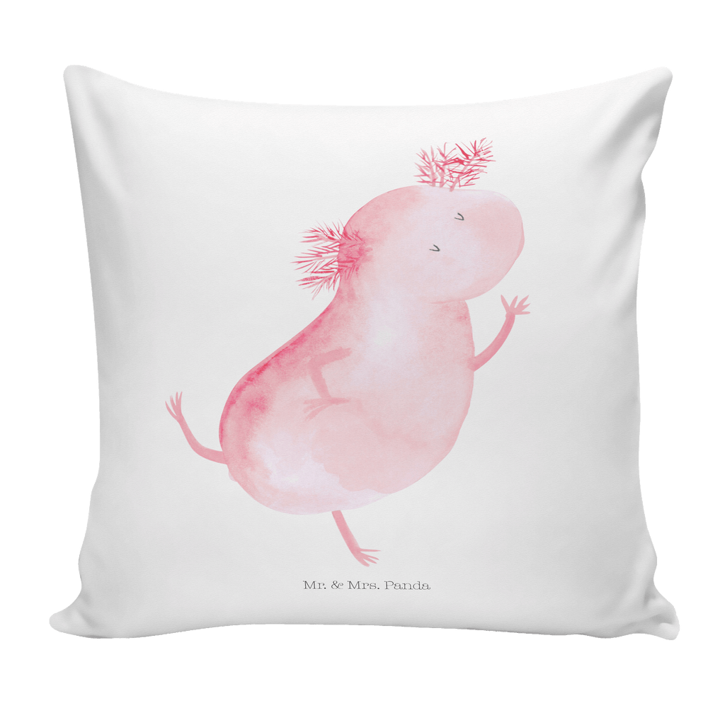 40x40 Kissen Axolotl tanzt Kissenhülle, Kopfkissen, Sofakissen, Dekokissen, Motivkissen, Axolotl, Molch, Axolot, Schwanzlurch, Lurch, Lurche, Dachschaden, Sterne, verrückt, Freundin, beste Freundin