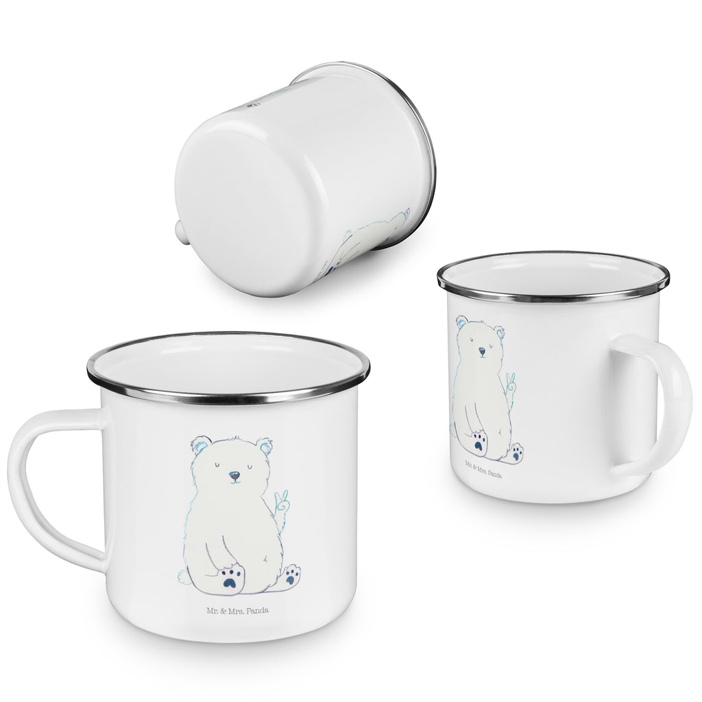 Camping Emaille Tasse Eisbär Faul Campingtasse, Trinkbecher, Metalltasse, Outdoor Tasse, Emaille Trinkbecher, Blechtasse Outdoor, Emaille Campingbecher, Edelstahl Trinkbecher, Metalltasse für Camping, Kaffee Blechtasse, Camping Tasse Metall, Bär, Teddy, Teddybär, Eisbär, Nordpol, Faul, Entspannen, Relaxen, Büro, Arbeit, Bürojob, Arbeitsplatz, Homeoffice