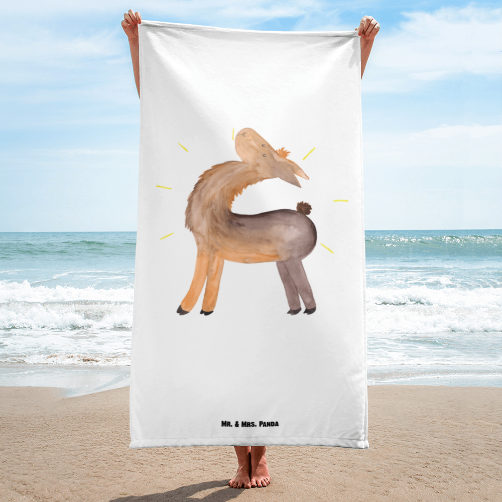 XL Badehandtuch Lama stolz Handtuch, Badetuch, Duschtuch, Strandtuch, Saunatuch, Lama, Alpaka, Lamas, Außenseiter, Anders, Neustart, stolz, Hippie, Freundin, Freundinnen, beste Freundin, Kumpel, Familie, Family