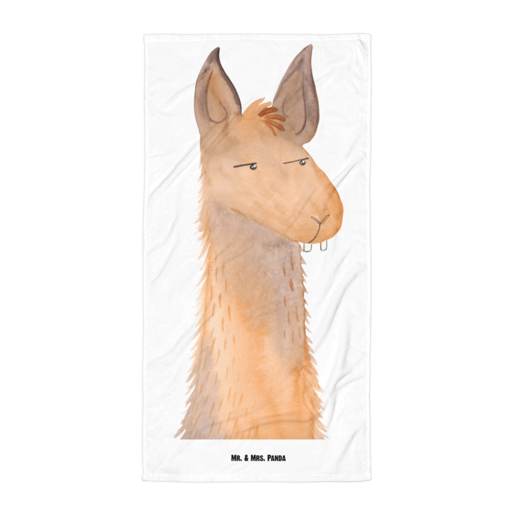 XL Badehandtuch Lamakopf genervt Handtuch, Badetuch, Duschtuch, Strandtuch, Saunatuch, Lama, Alpaka, Lamas, Recht haben, genervt sein, Freundin, beste Freundin, Partnerin, Büro, Büroalltag, Chef, Chefin, Azubi