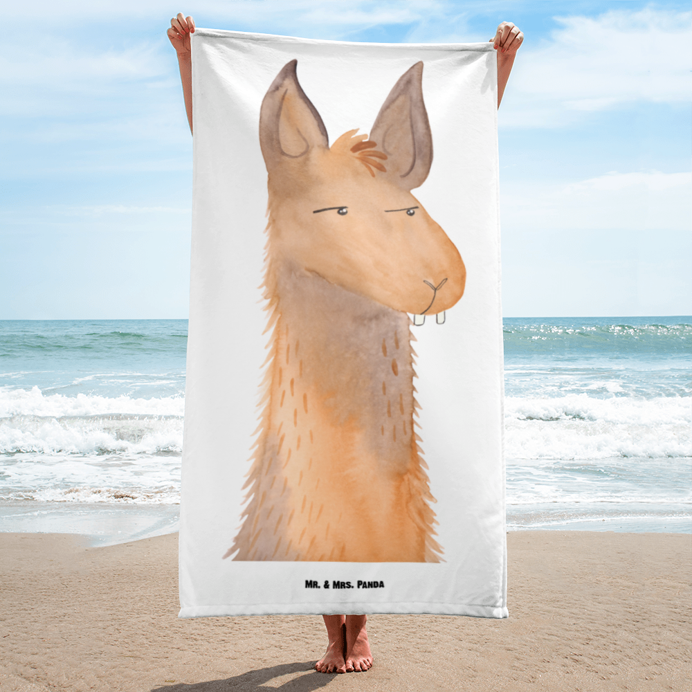 XL Badehandtuch Lamakopf genervt Handtuch, Badetuch, Duschtuch, Strandtuch, Saunatuch, Lama, Alpaka, Lamas, Recht haben, genervt sein, Freundin, beste Freundin, Partnerin, Büro, Büroalltag, Chef, Chefin, Azubi