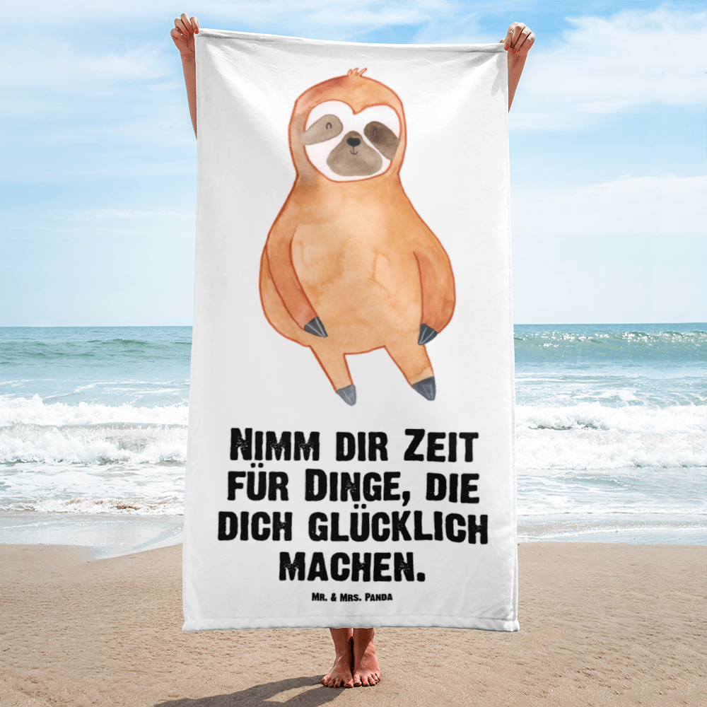 XL Badehandtuch Faultier Zufrieden Handtuch, Badetuch, Duschtuch, Strandtuch, Saunatuch, Faultier, Faultier Geschenk, Faultier Deko, Faultiere, faul, Lieblingstier, Pause, relaxen, Glück, glücklich, zufrieden, happy, Zufriedenheit, Gelassenheit, Ruhe, Frieden