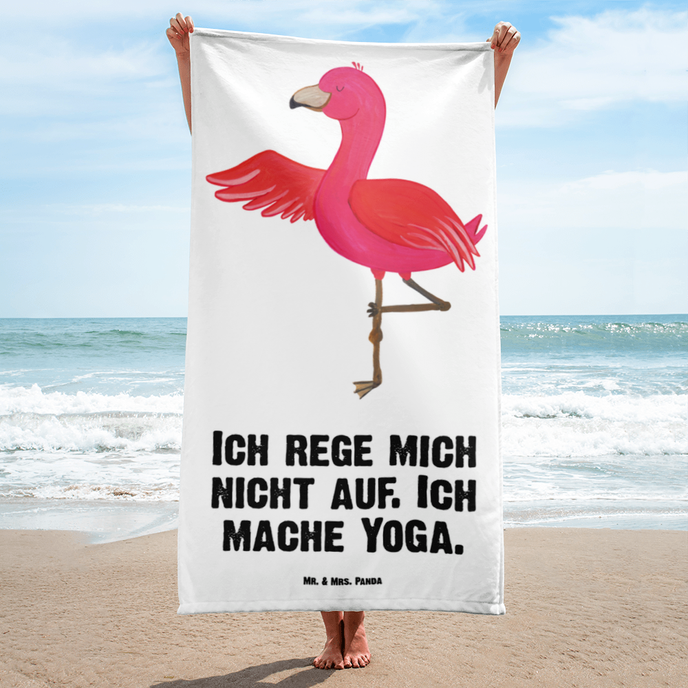 XL Badehandtuch Flamingo Yoga Handtuch, Badetuch, Duschtuch, Strandtuch, Saunatuch, Flamingo, Vogel, Yoga, Namaste, Achtsamkeit, Yoga-Übung, Entspannung, Ärger, Aufregen, Tiefenentspannung