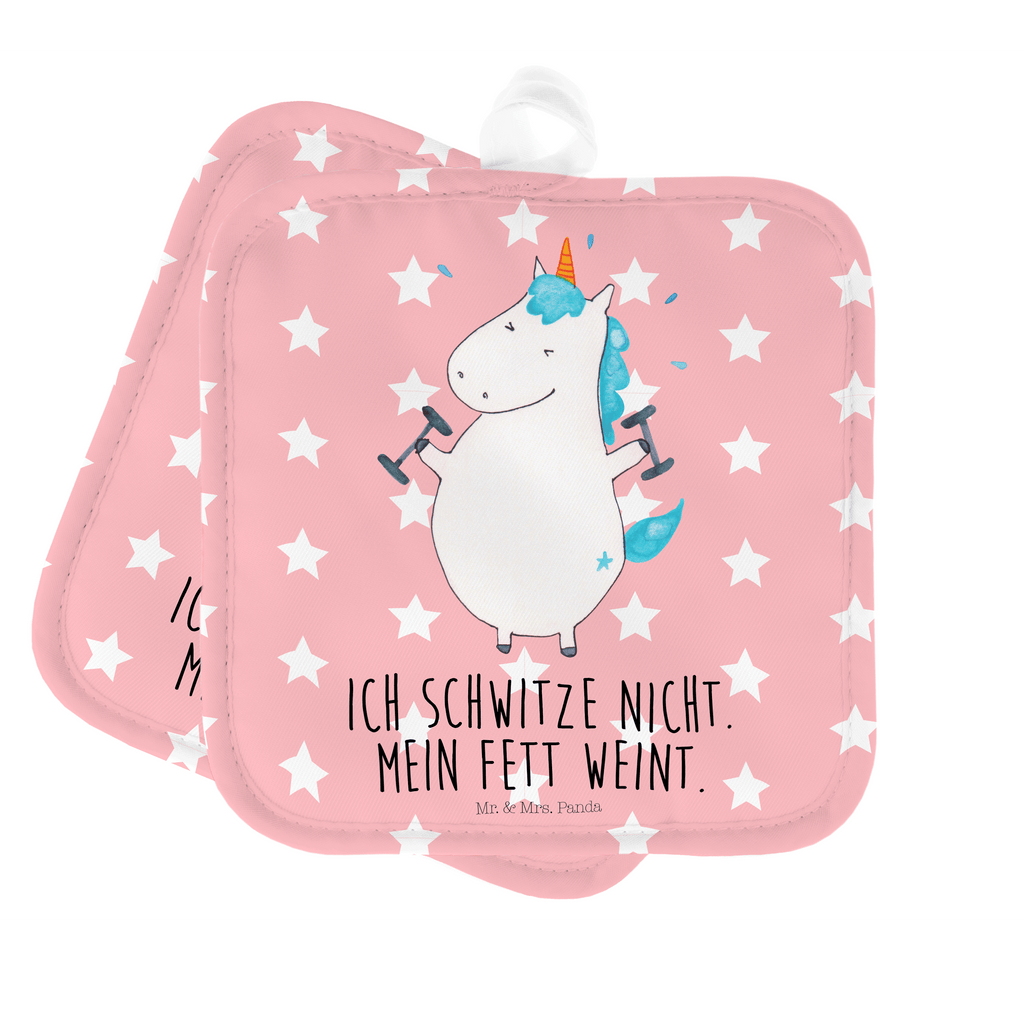 2er Set Topflappen  Einhorn Fitness Topflappen, Topfuntersetzer, Ofenhandschuh, Topflappen Set, Topflappen lustig, Topflappen mit Spruch, Einhorn, Einhörner, Einhorn Deko, Pegasus, Unicorn, Gym, Fitness, Fitnessstudio, Diät, Abnehmen, Sport, Pumpen, Geräte, Sixpack
