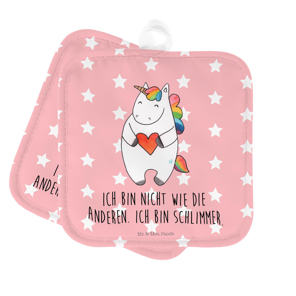 2er Set Topflappen  Einhorn Herz Topflappen, Topfuntersetzer, Ofenhandschuh, Topflappen Set, Topflappen lustig, Topflappen mit Spruch, Einhorn, Einhörner, Einhorn Deko, Pegasus, Unicorn, Herz, schlimm, böse, witzig, lustig, Freundin, anders, bunt