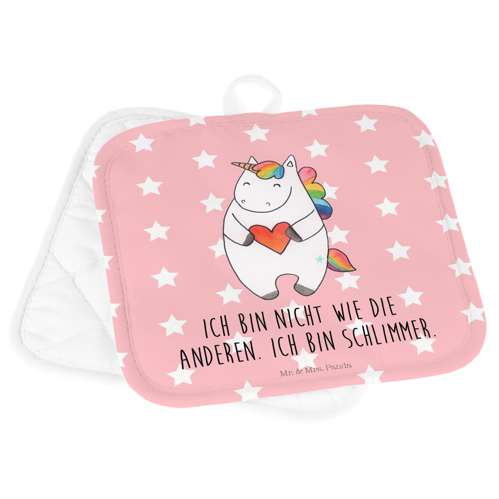 2er Set Topflappen  Einhorn Herz Topflappen, Topfuntersetzer, Ofenhandschuh, Topflappen Set, Topflappen lustig, Topflappen mit Spruch, Einhorn, Einhörner, Einhorn Deko, Pegasus, Unicorn, Herz, schlimm, böse, witzig, lustig, Freundin, anders, bunt
