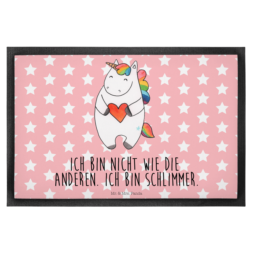 Fußmatte Einhorn Herz Einhorn, Herz, Einhörner, Unicorn, schlimm, böse, witzig, lustig, Freundin, anders, bunt Türvorleger, Schmutzmatte, Fußabtreter, Matte, Schmutzfänger, Fußabstreifer, Schmutzfangmatte, Türmatte, Motivfußmatte,  Haustürmatte, Vorleger  Einhorn, Einhörner, Einhorn Deko, Pegasus, Unicorn
