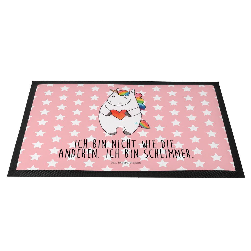 Fußmatte Einhorn Herz Einhorn, Herz, Einhörner, Unicorn, schlimm, böse, witzig, lustig, Freundin, anders, bunt Türvorleger, Schmutzmatte, Fußabtreter, Matte, Schmutzfänger, Fußabstreifer, Schmutzfangmatte, Türmatte, Motivfußmatte,  Haustürmatte, Vorleger  Einhorn, Einhörner, Einhorn Deko, Pegasus, Unicorn