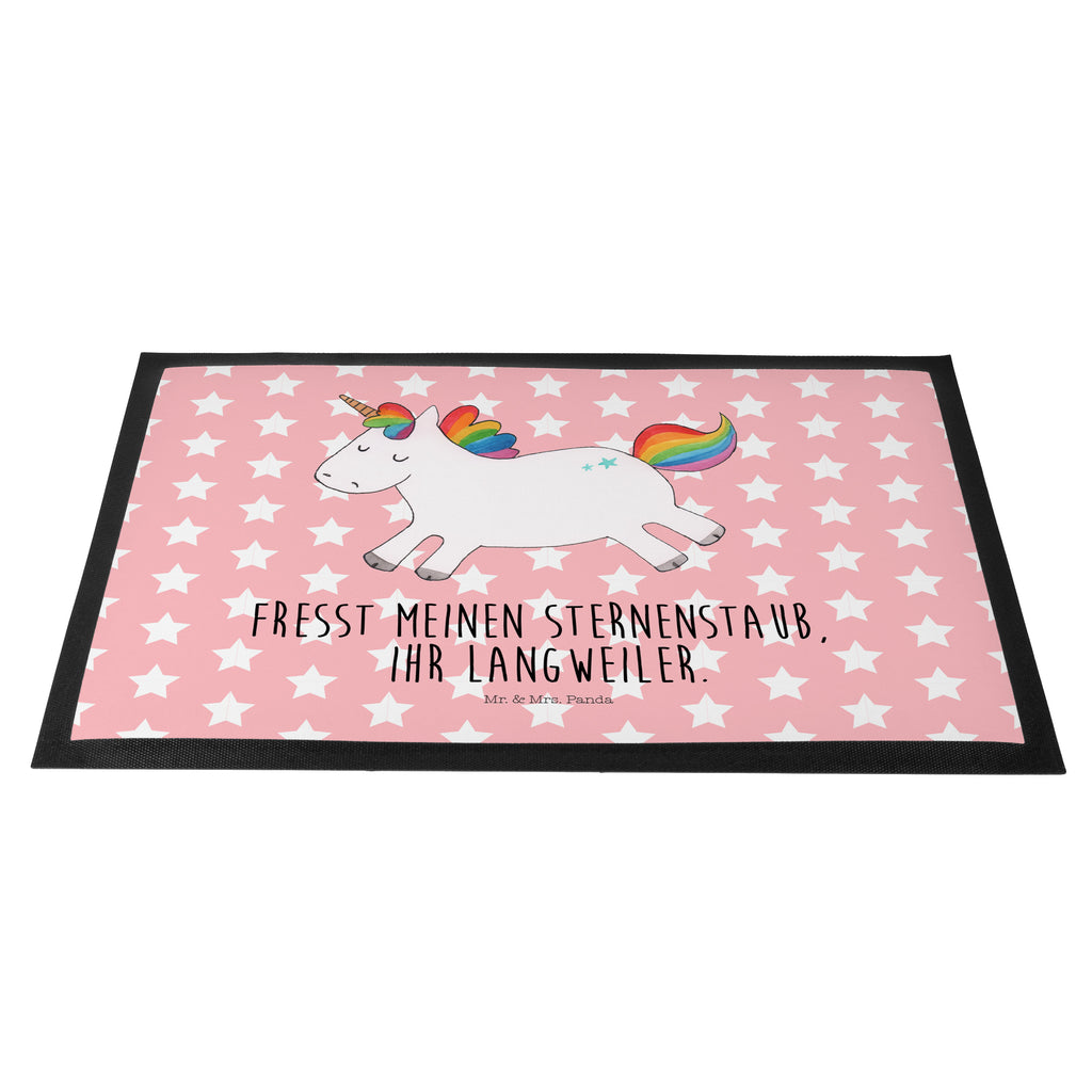 Fußmatte Einhorn Happy Einhorn, Einhörner, Unicorn, glücklich, fröhlich, Spaß, Freude, Lebensfreude, witzig, spannend, Lächeln, Lachen Türvorleger, Schmutzmatte, Fußabtreter, Matte, Schmutzfänger, Fußabstreifer, Schmutzfangmatte, Türmatte, Motivfußmatte,  Haustürmatte, Vorleger  Einhorn, Einhörner, Einhorn Deko, Pegasus, Unicorn