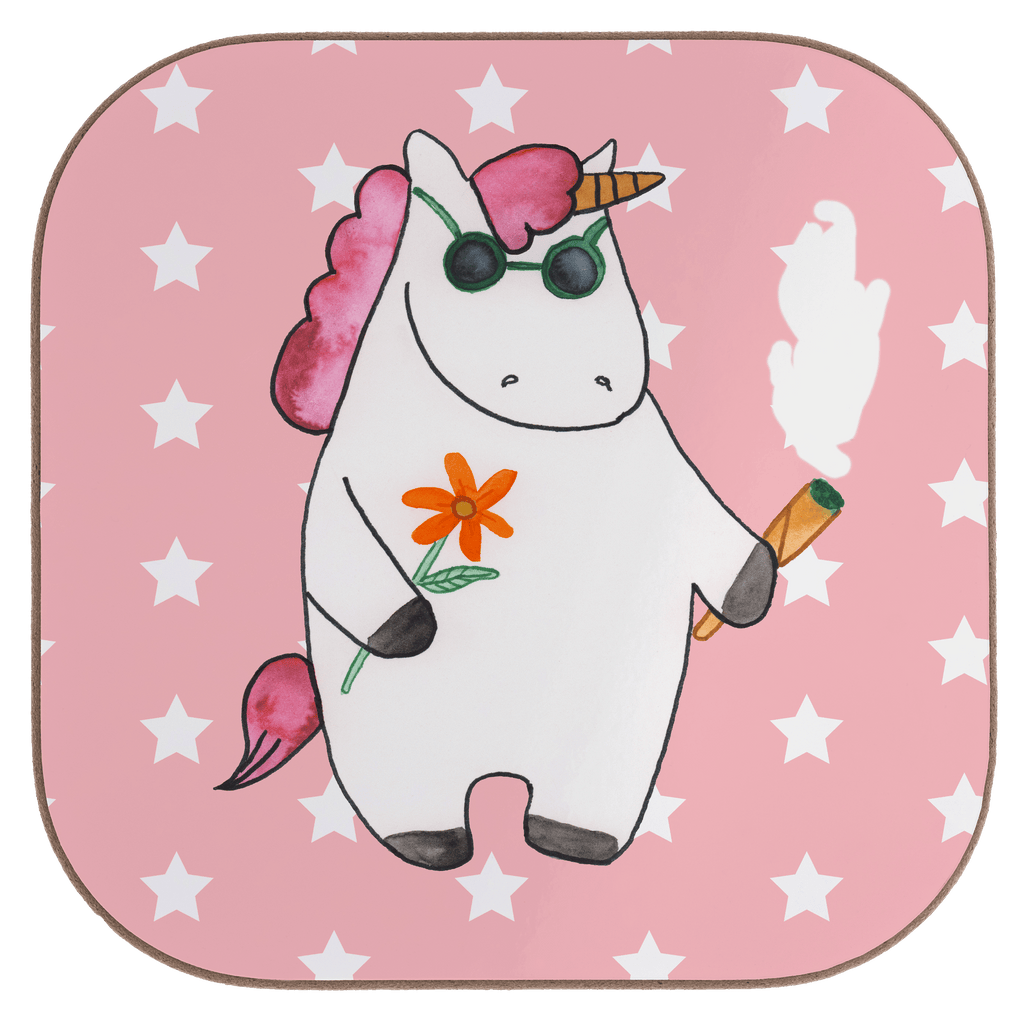 Quadratische Untersetzer Einhorn Woodstock Bierdeckel, Glasuntersetzer, Untersetzer Gläser, Getränkeuntersetzer, Einhorn, Einhörner, Einhorn Deko, Pegasus, Unicorn, Kiffen, Joint, Zigarette, Alkohol, Party, Spaß. lustig, witzig, Woodstock