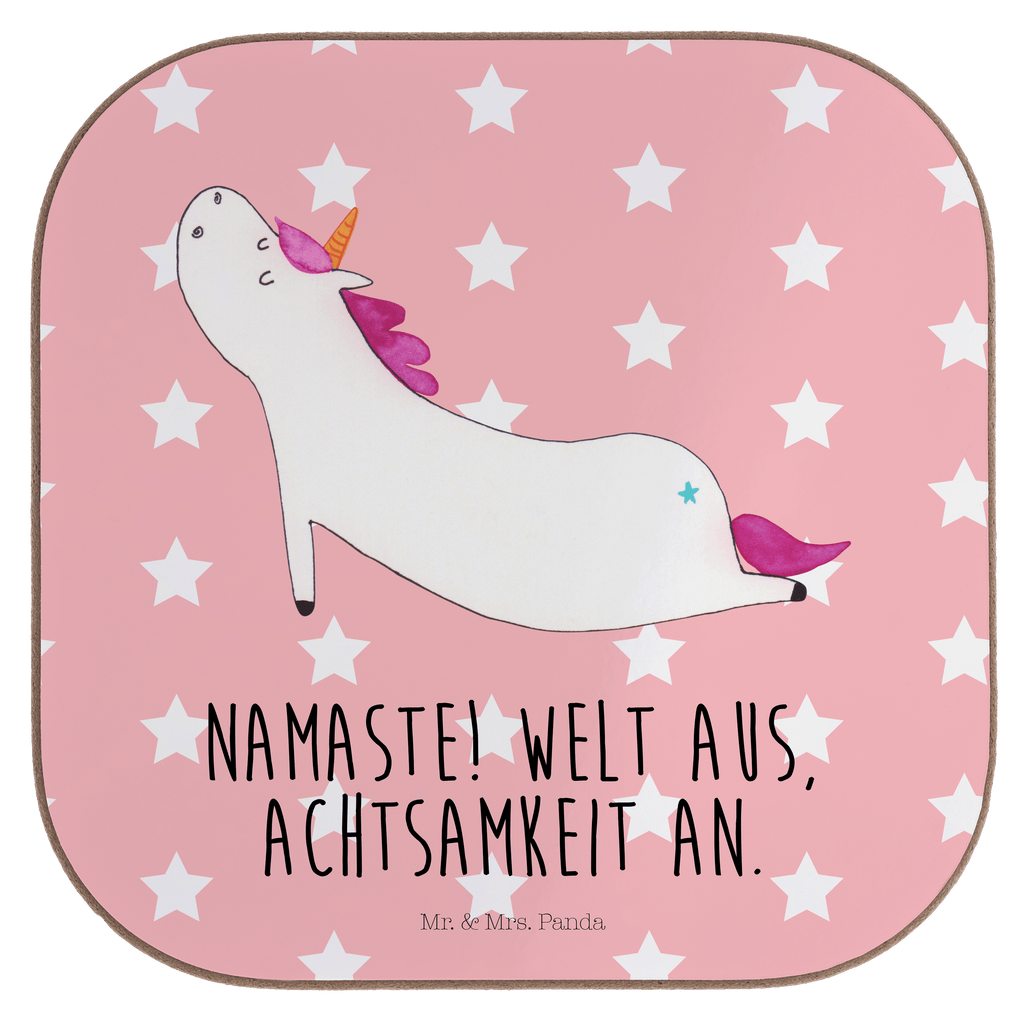 Quadratische Untersetzer Einhorn Yoga Bierdeckel, Glasuntersetzer, Untersetzer Gläser, Getränkeuntersetzer, Einhorn, Einhörner, Einhorn Deko, Pegasus, Unicorn, Yoga, Namaste, Achtsamkeit, Entspannung, Joga, Yogamatte, Sport, lustig, witzig, süß
