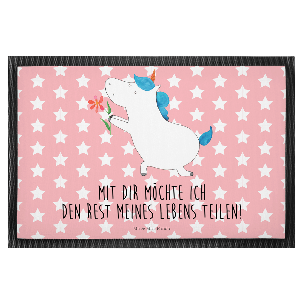 Fußmatte Einhorn Blume Einhorn, Einhörner, Unicorn, Liebe, Liebesbeweis, Antrag, Heiratsantrag, Verlobung, Ehepaar, Pärchen, Partner, Freund, Freundin, Ehe, heiraten Türvorleger, Schmutzmatte, Fußabtreter, Matte, Schmutzfänger, Fußabstreifer, Schmutzfangmatte, Türmatte, Motivfußmatte,  Haustürmatte, Vorleger  Einhorn, Einhörner, Einhorn Deko, Pegasus, Unicorn